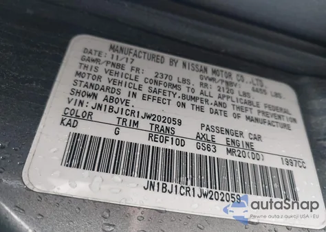 2018 Nissan Rogue Sport Sl z USA, uszkodzony, nr VIN JN1BJ1CR1JW202059